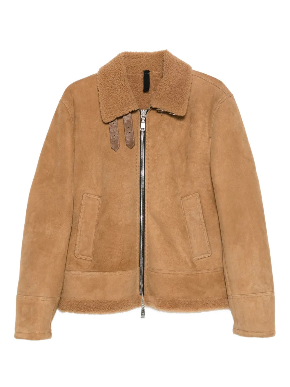 Suede Jacket with Fur Lining and Adjustable Belt for Men