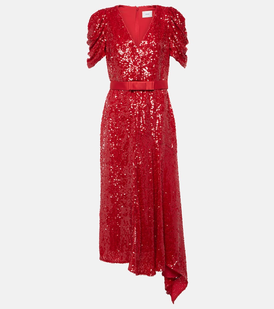 Asymmetric sequined minidress