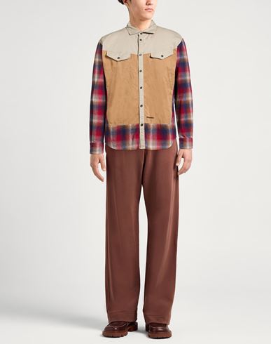 Man Shirt Light brown Size 40 Cotton, Elastane