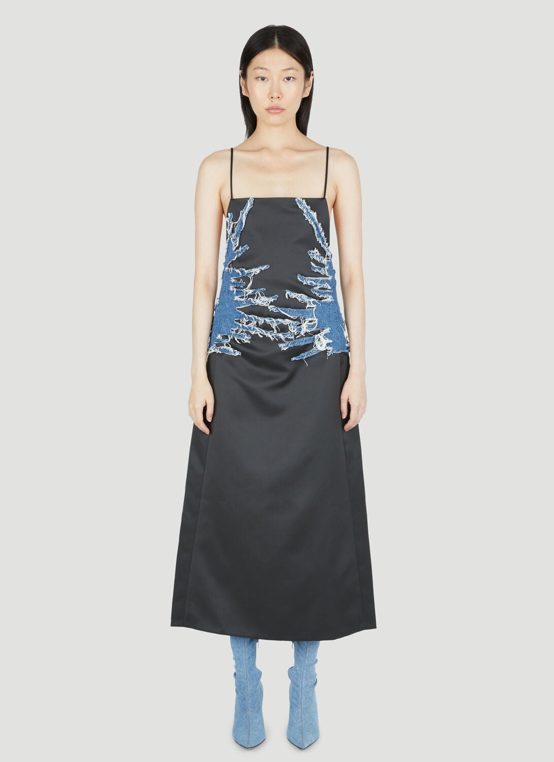 Satin Whisker Dress - Woman Dresses Black Fr