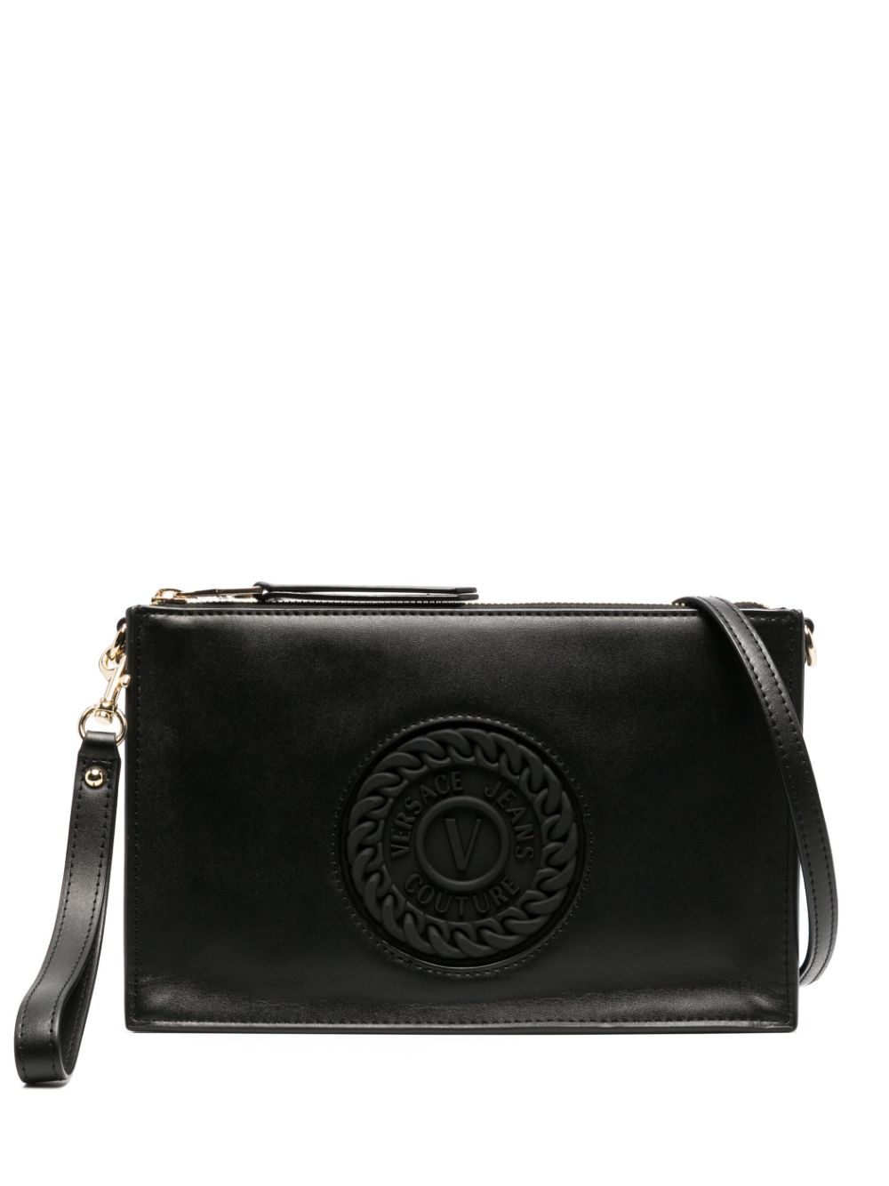 Logo-debossed cross body bag - Black