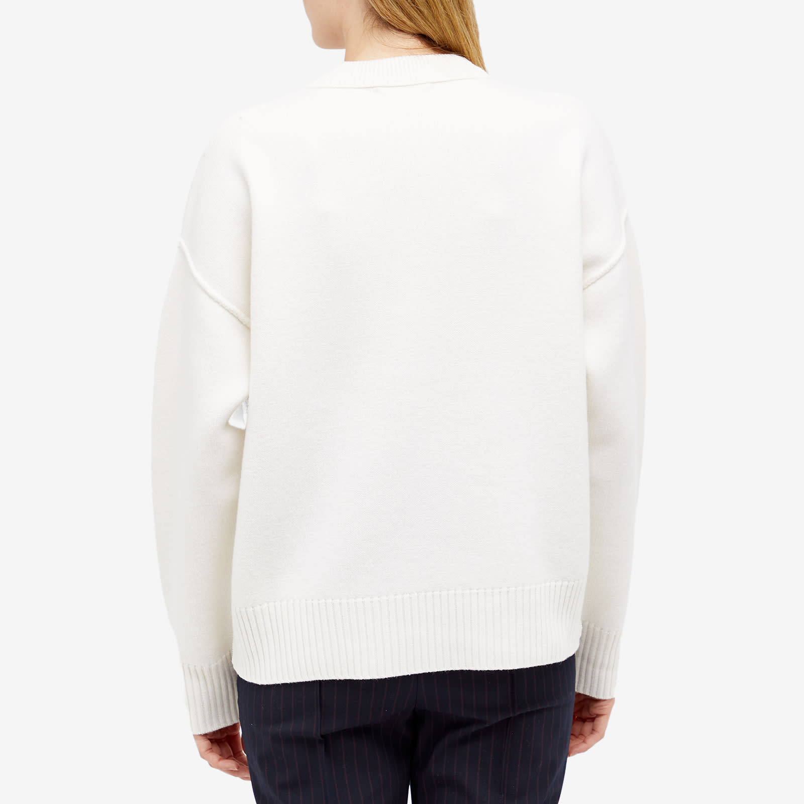 AMI ADC Large Crew Knit Sweater in White