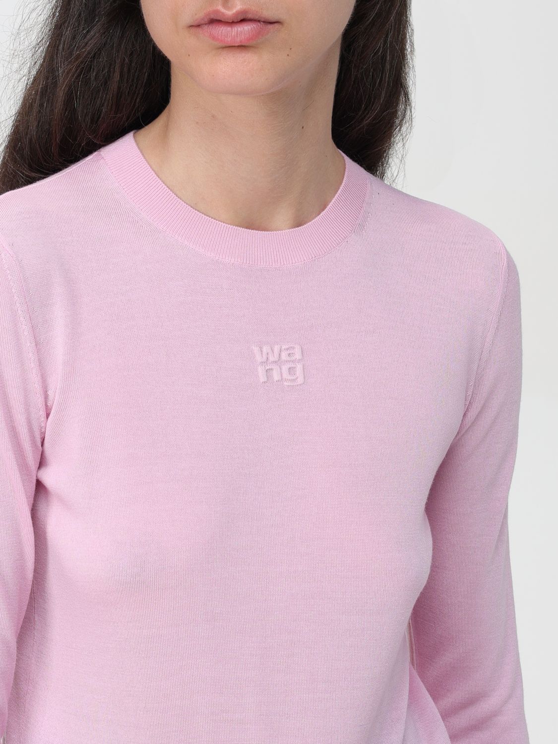 Logo-embossed wool jumper - Pink