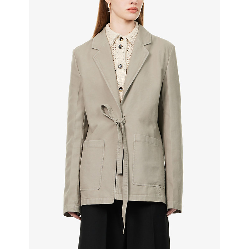 Womens Dove Tie-front Organic-cotton Blazer
