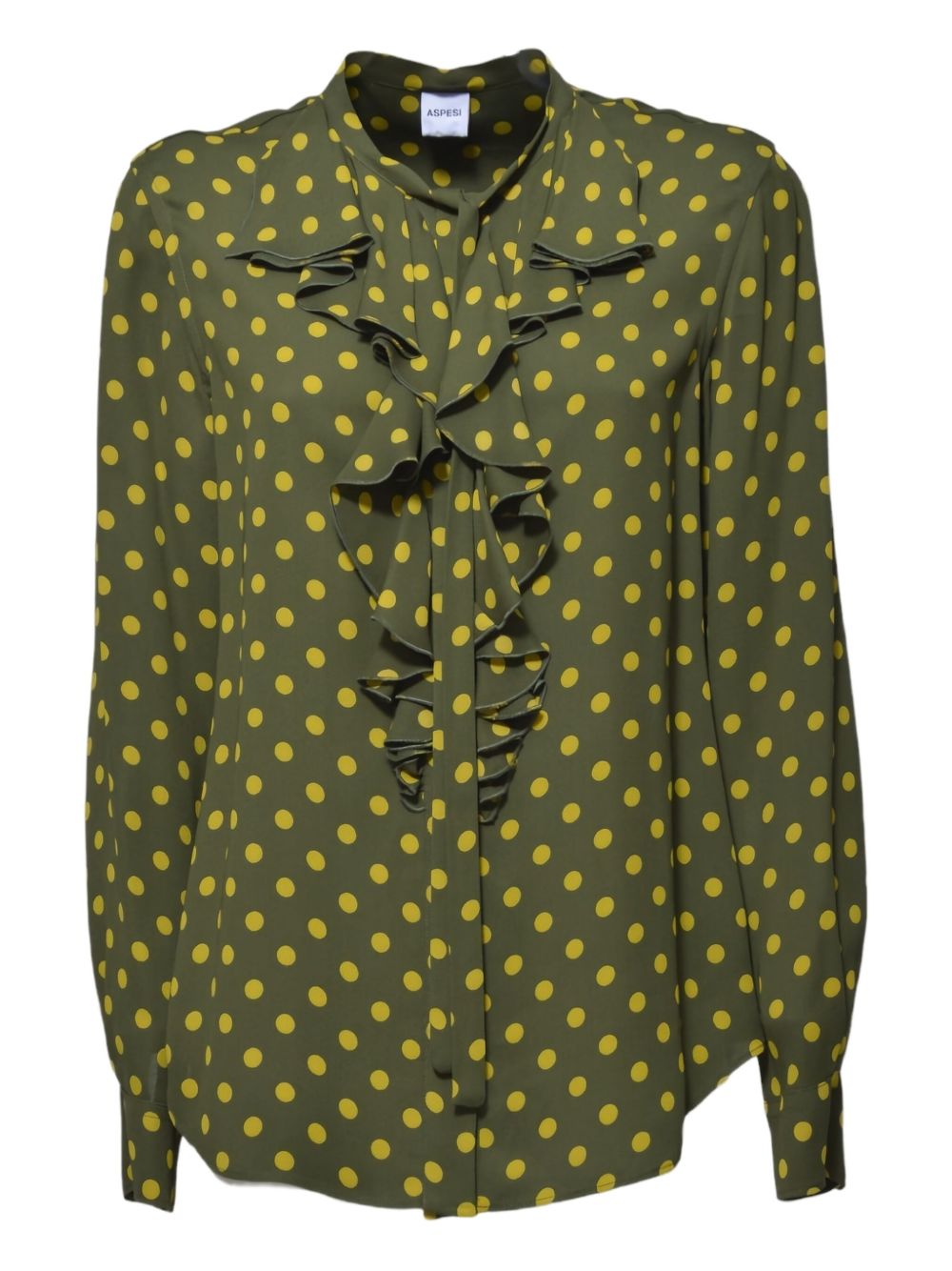 Polka dot-print ruffled blouse - Green
