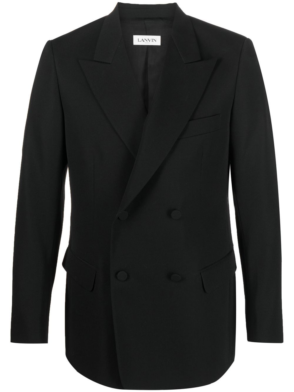 Double-breasted wool blazer - Black