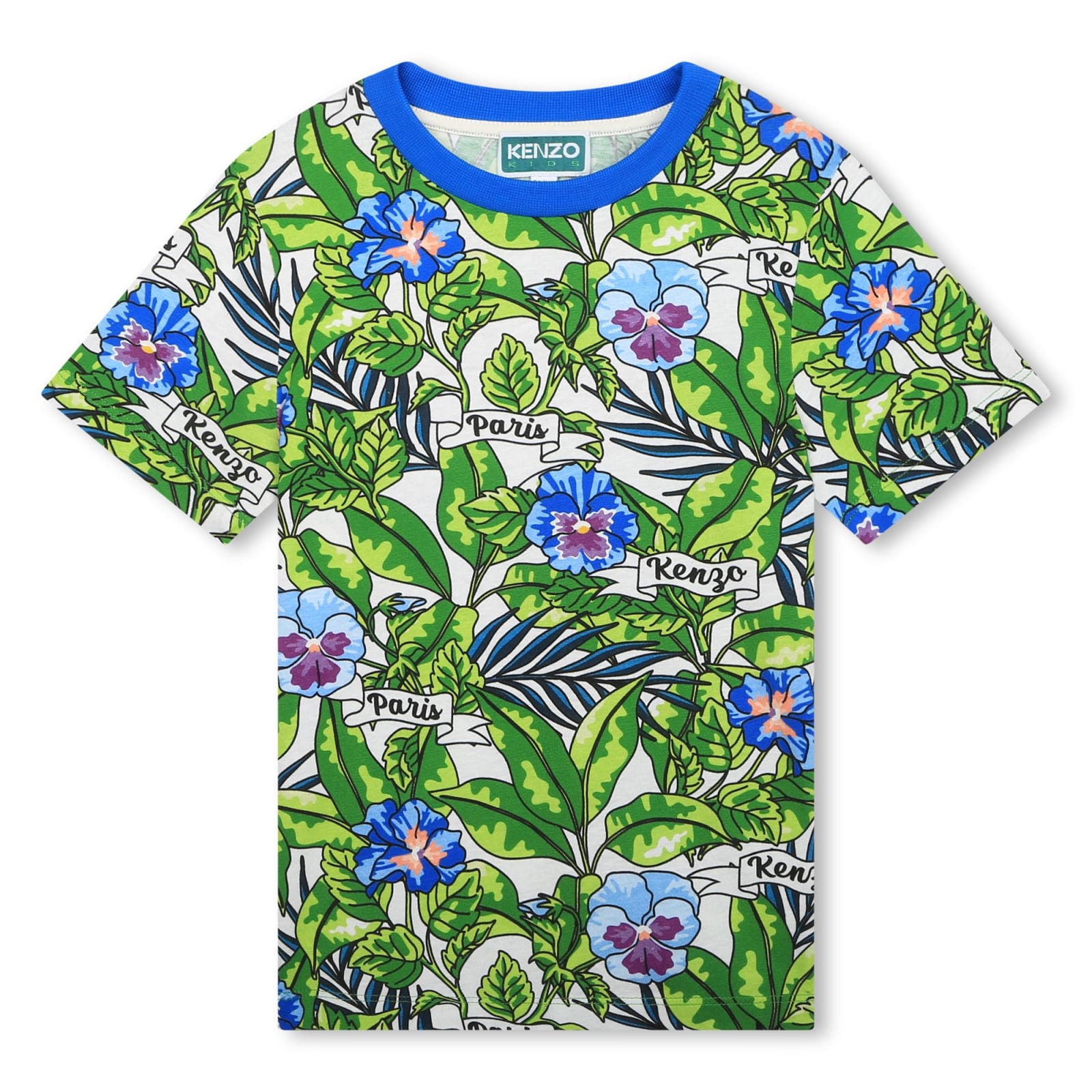 Floral-print cotton T-shirt - Green