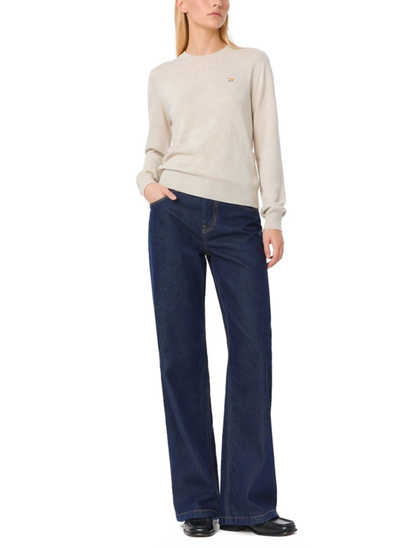 Maison Kitsuné - knitwear with ribbed cuffs and crew neck