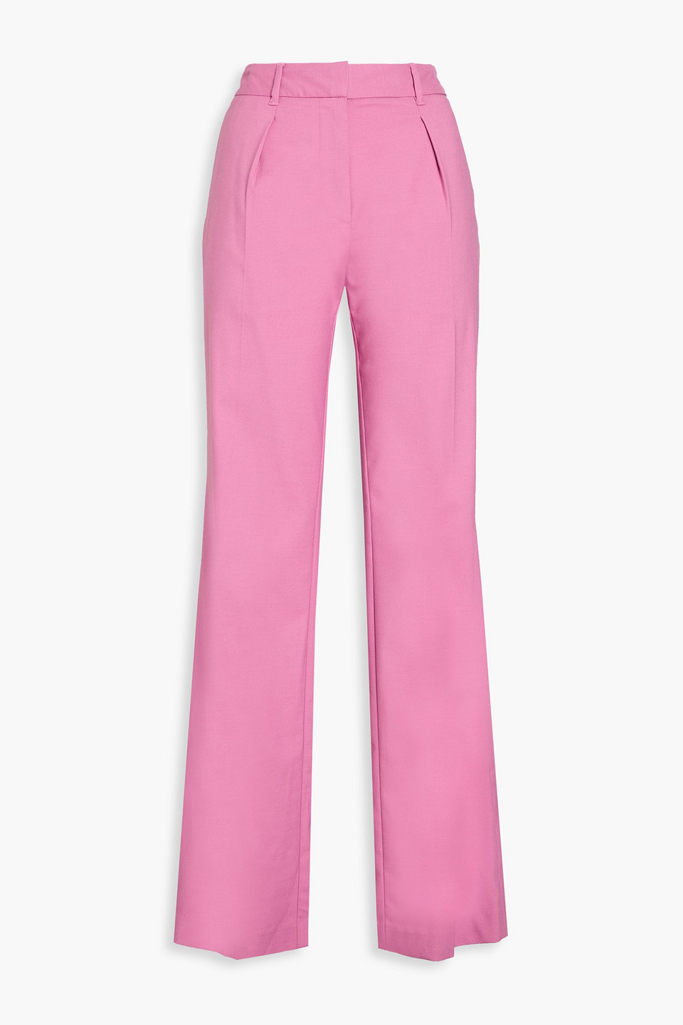 Pleated twill straight-leg pants