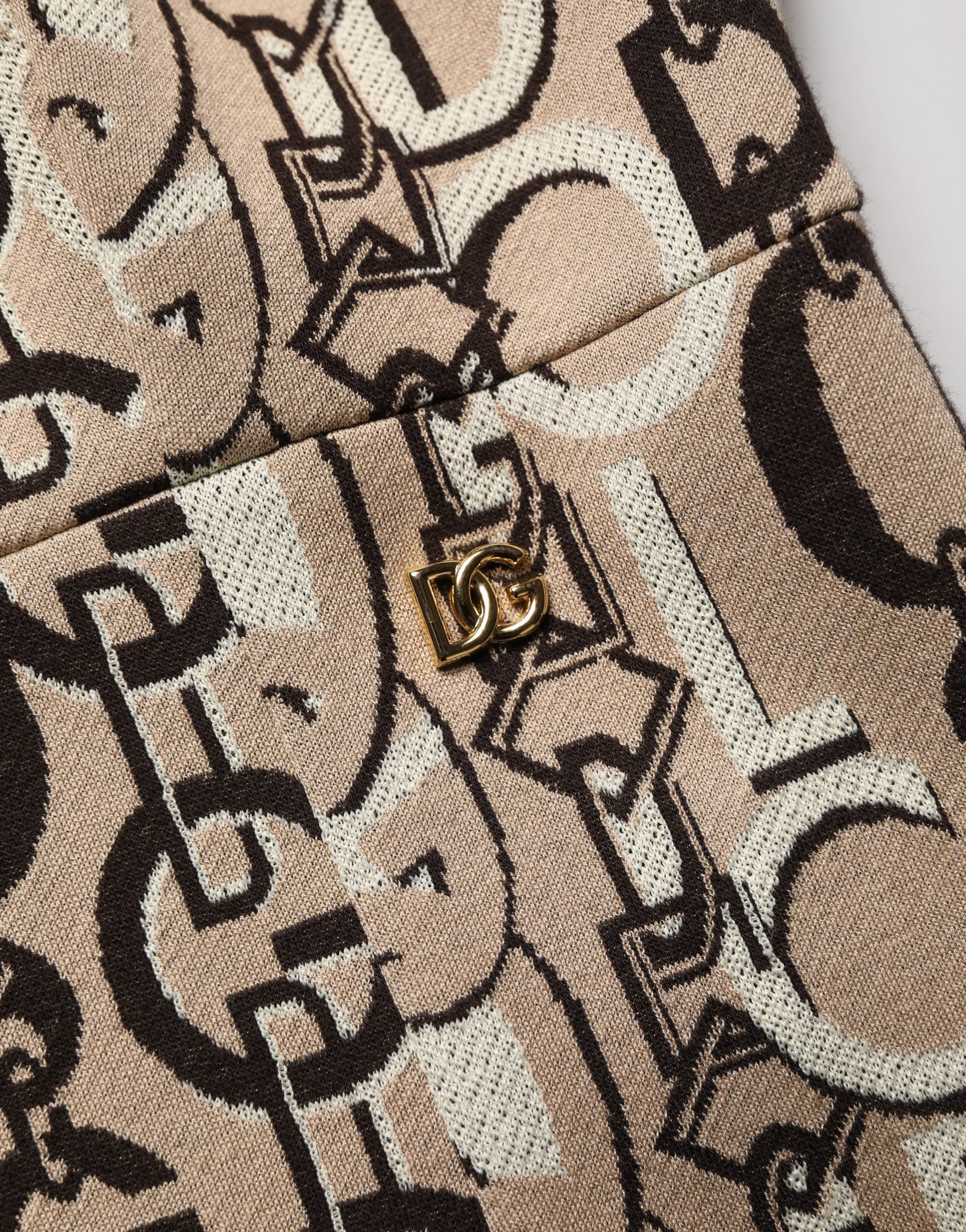 DG Logo-Patterned Sheath Dress — Brown