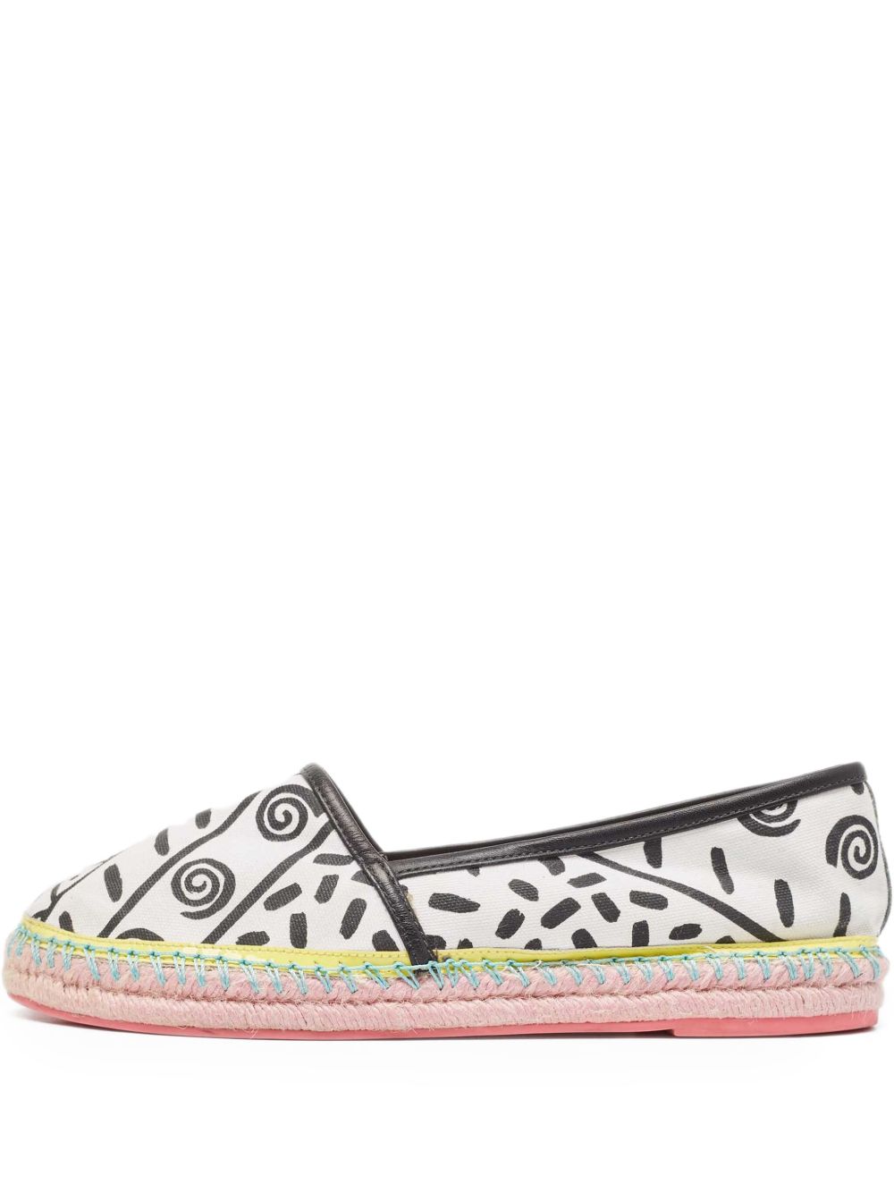 Pre-owned printed flat espadrilles - White