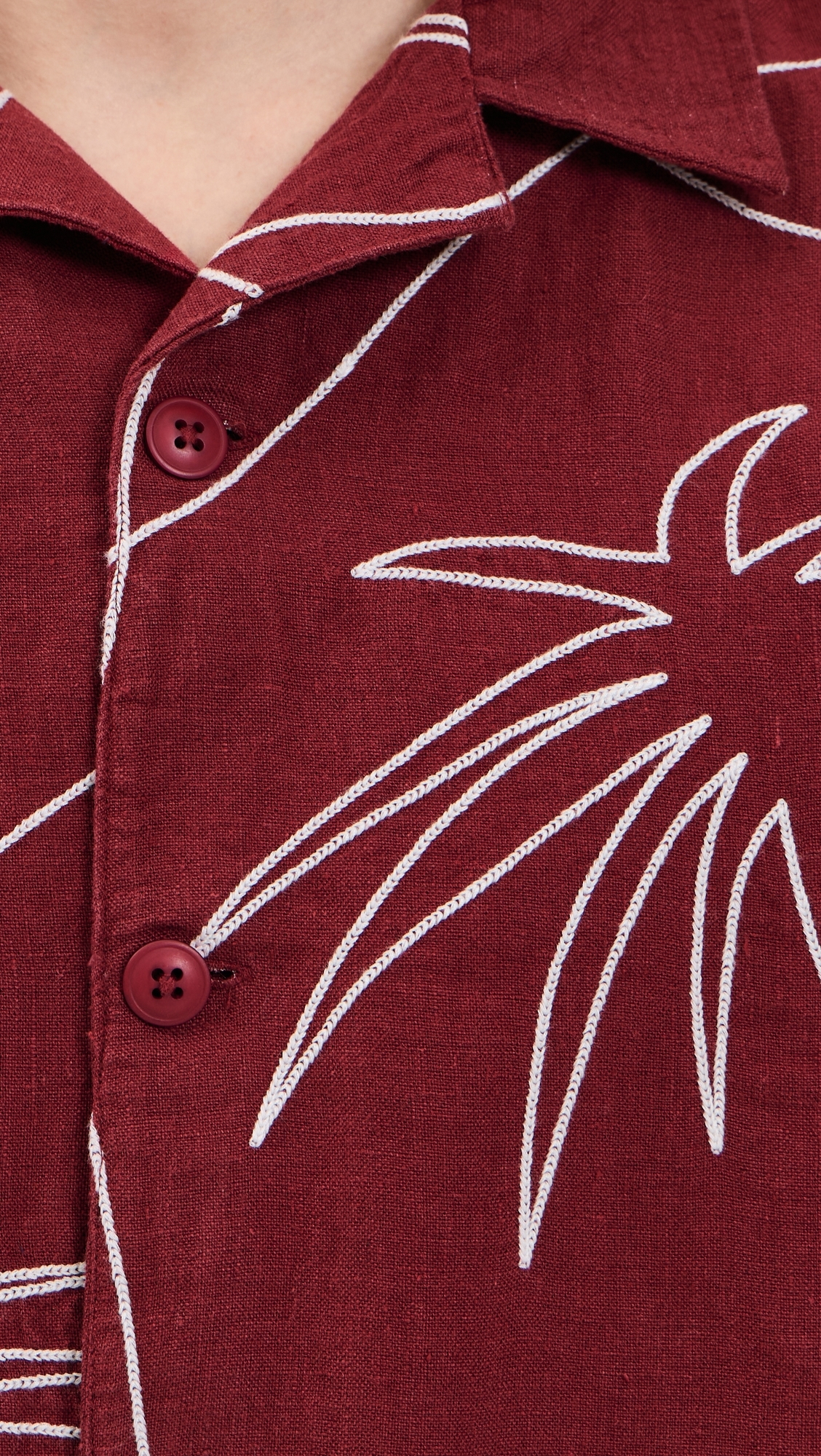 Veloso Embroidered Palm Shirt Red