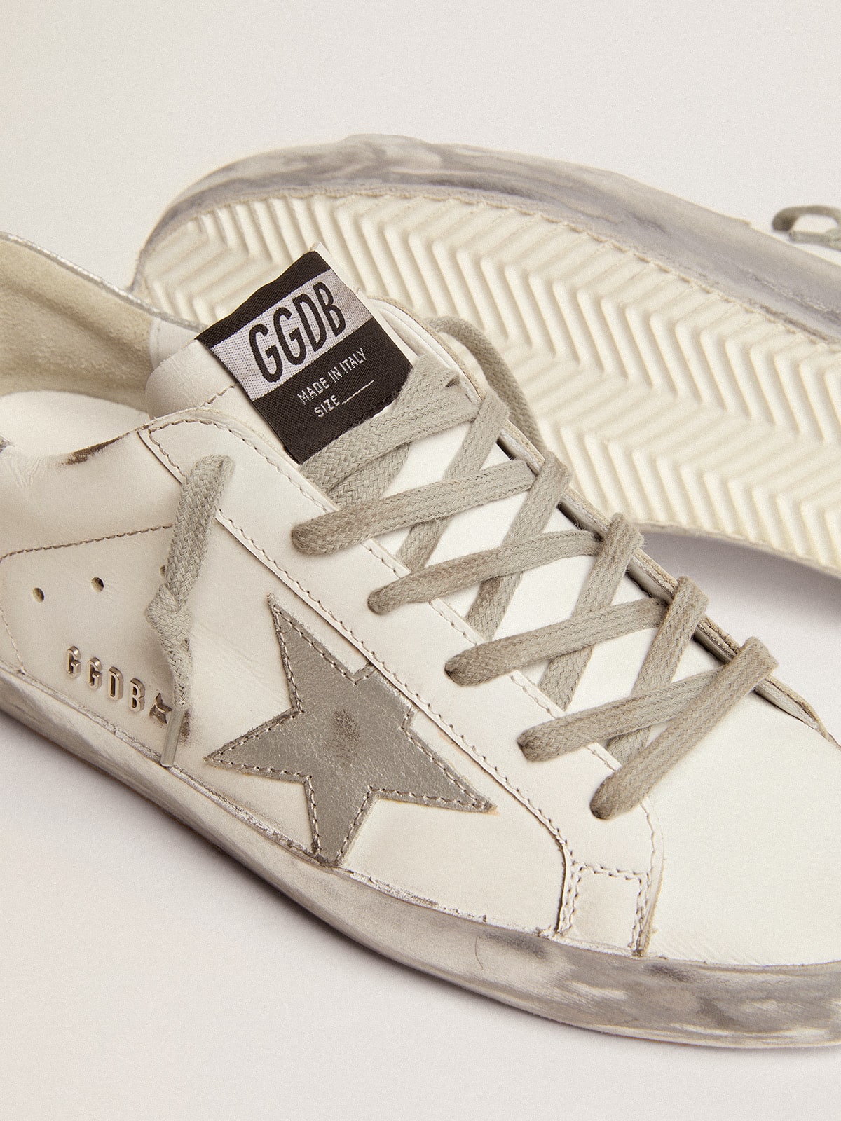 Golden Goose - Women's Super-star With Silver Sparkle Foxing And Metal Stud Lettering, Woman, Size: 35