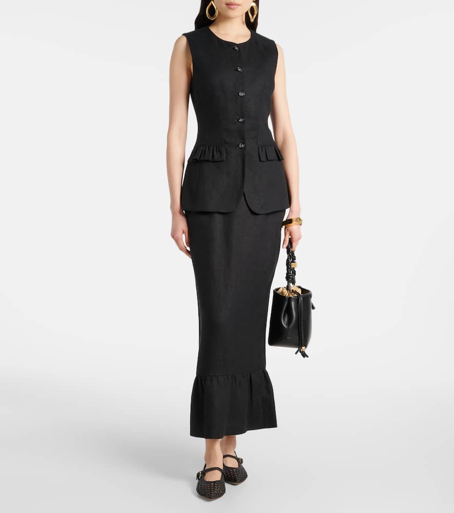 Matilda tiered linen pencil skirt