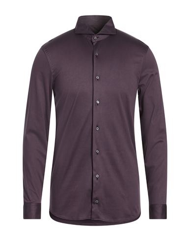 Man Shirt Dark purple Size M Cotton