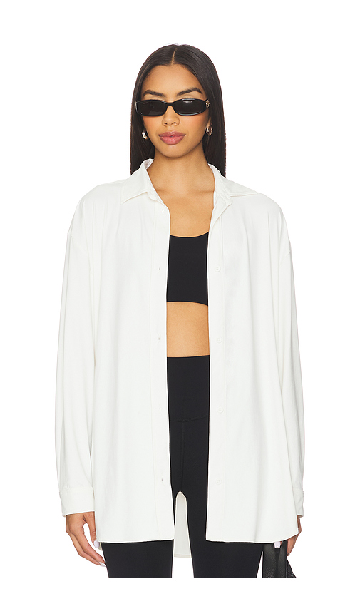 Splits59 Kate Airweight Lite Button Down Top in White. XS also in L, M