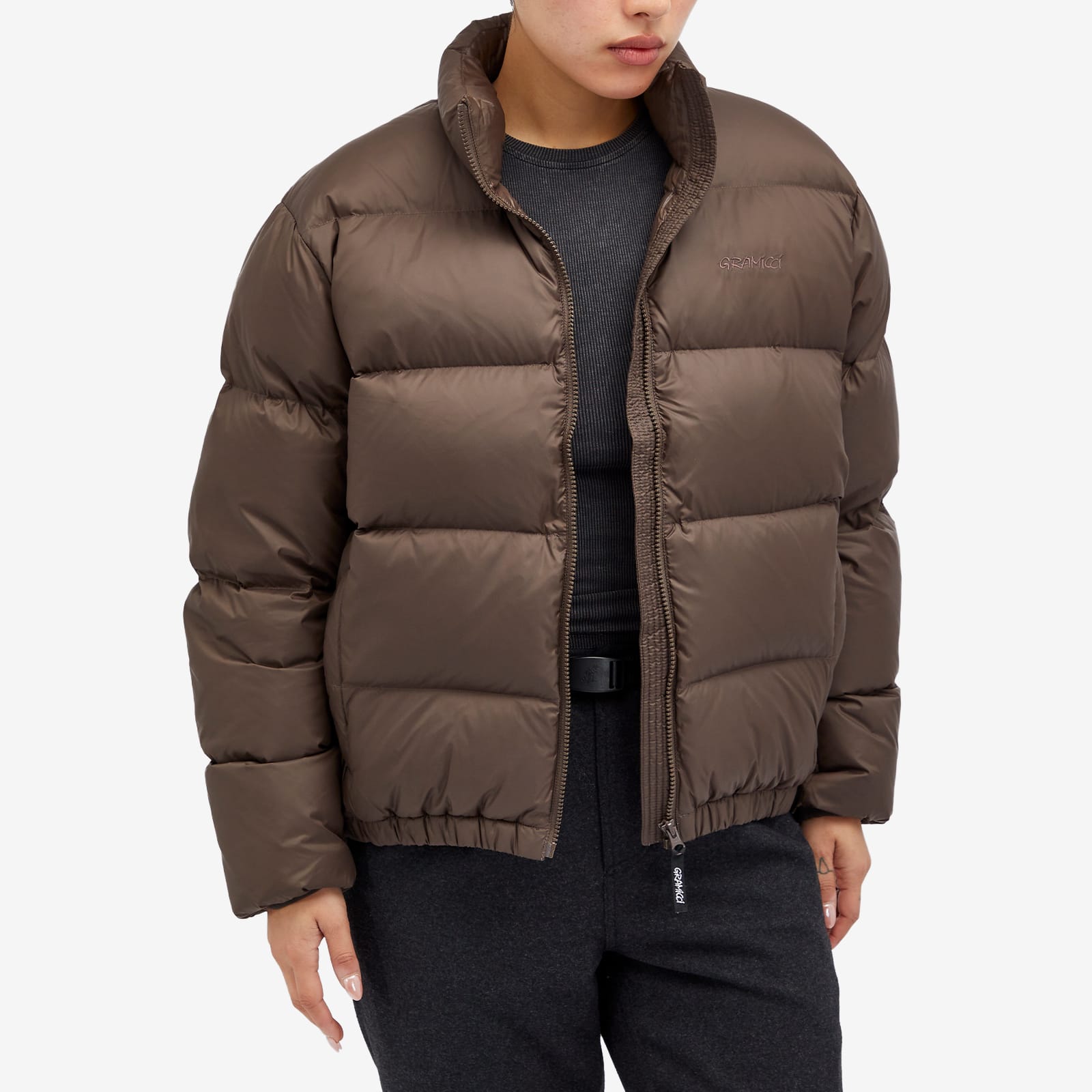 Women's Down Puffer Jacket in Dark Brown