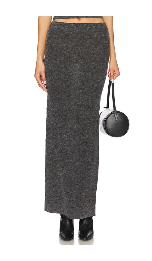EAVES Mae Maxi Knit Skirt in Charcoal.  XS. Also in L, M, S