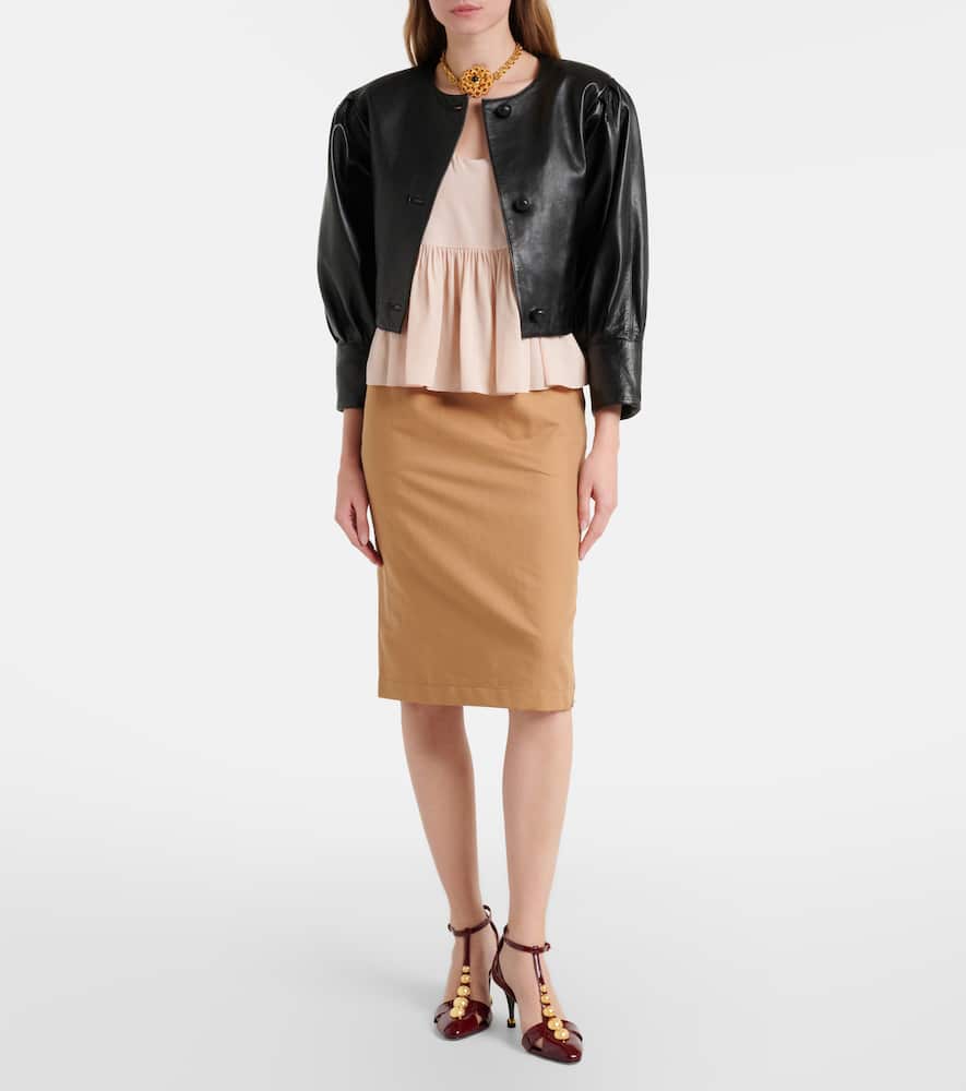 Chloé Cotton and linen gabardine pencil skirt