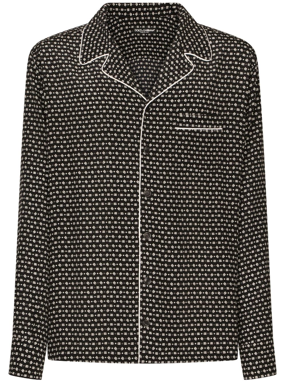 DG-print silk shirt - Black