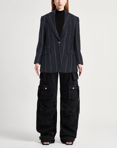 Eleventy Platinum Woman Blazer Midnight blue Size 4 Alpaca wool, Polyamide, Linen