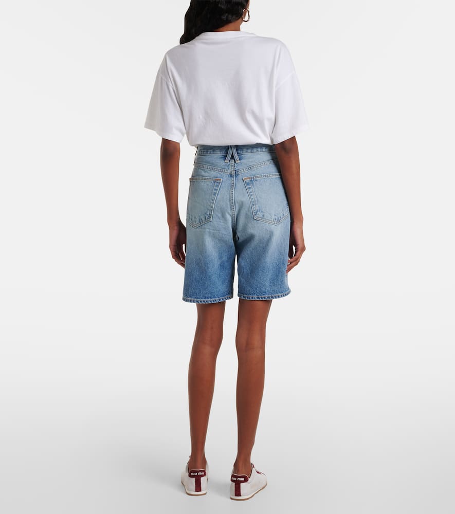 High-rise denim Bermuda shorts