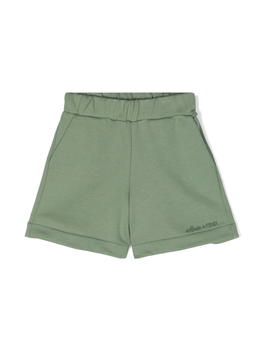 Logo-embroidered cotton shorts - Green