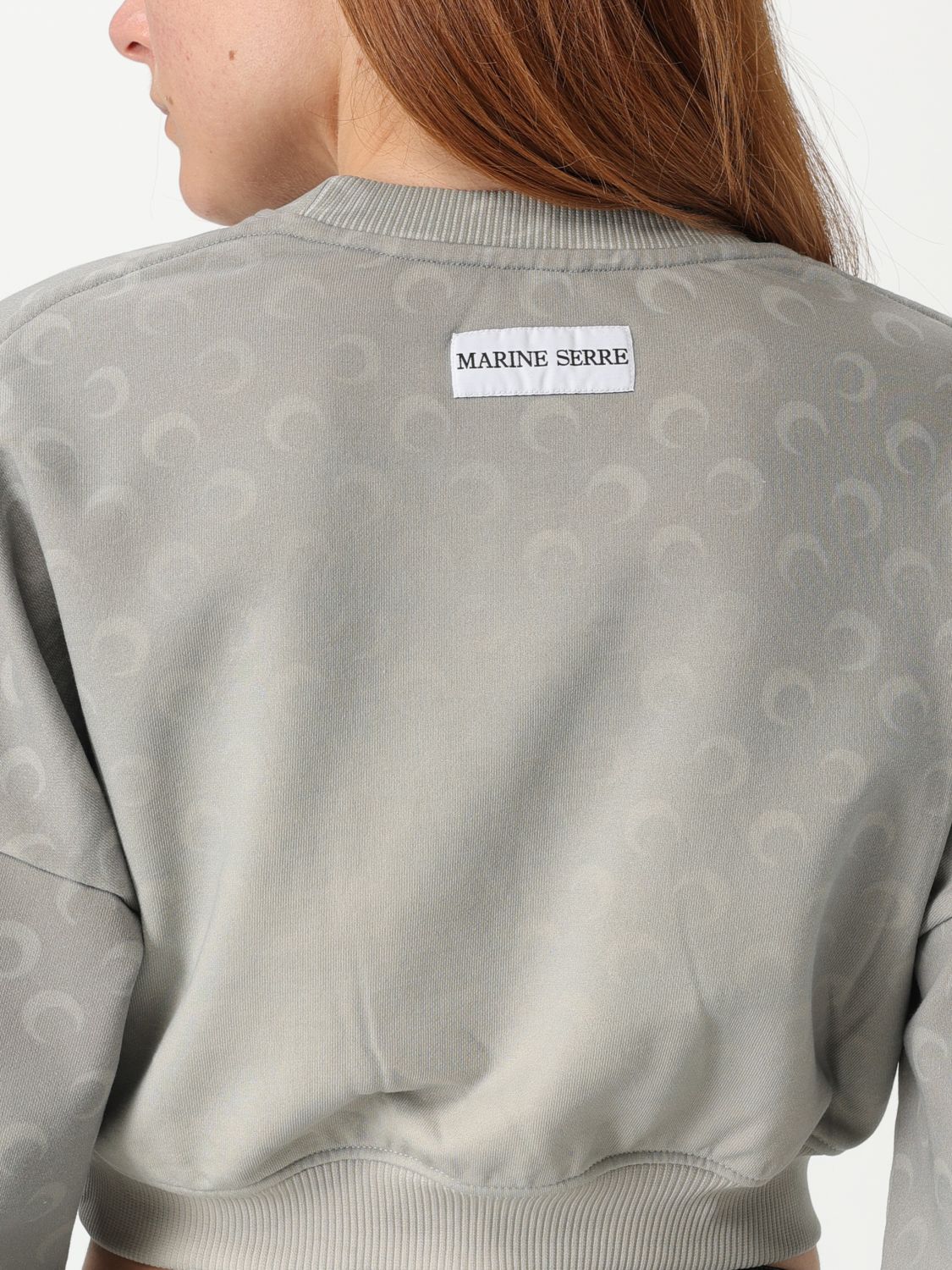 Marine Serre moon fleece cropped sweatshirt - Grey