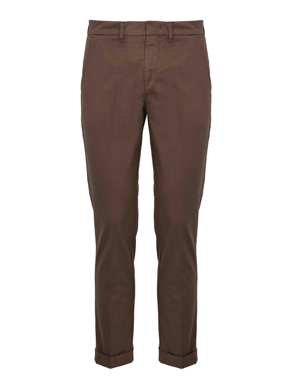Capri trousers with brown turn-up