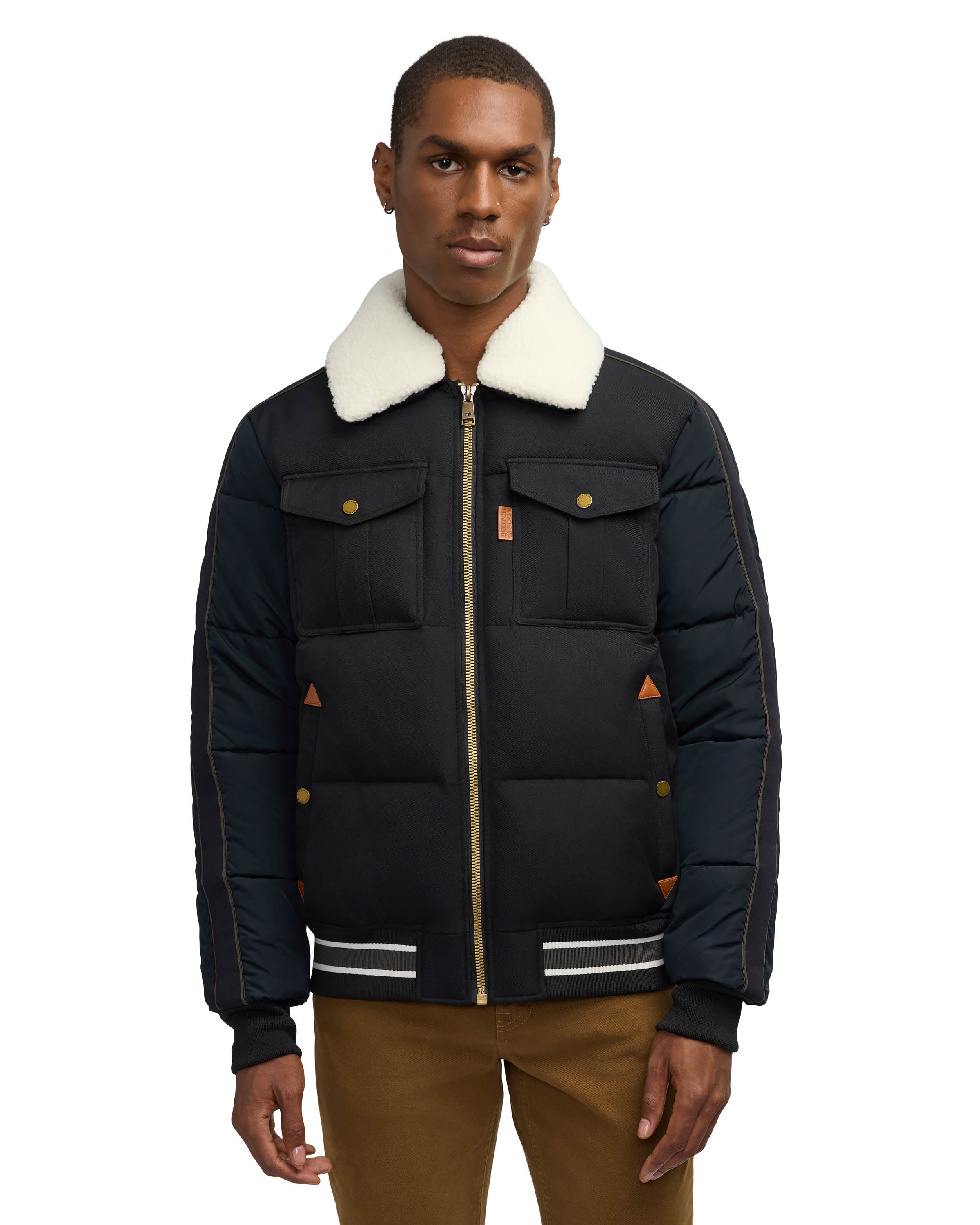 Men's Kive Quilted Aviator Puffer Jacket With Mix-Material