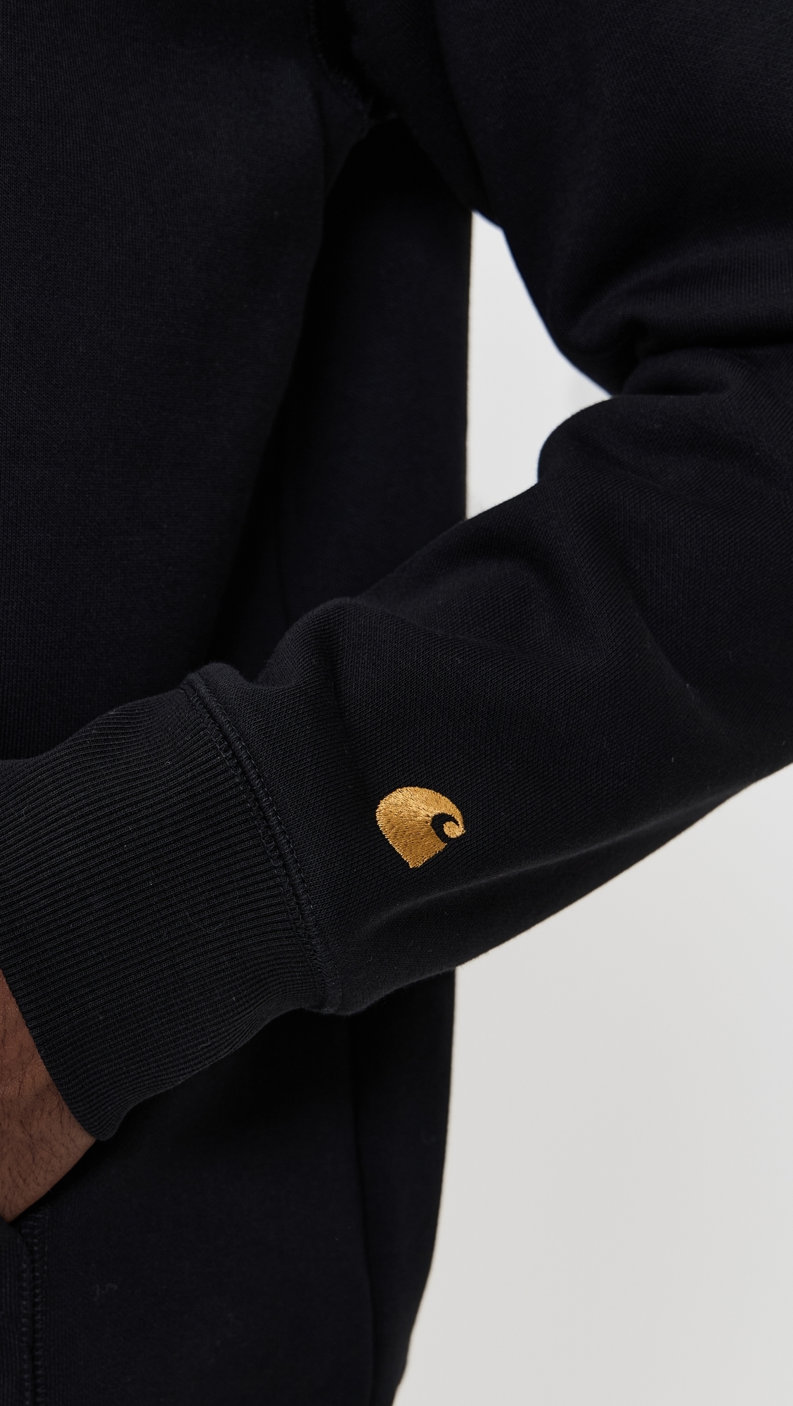Carhartt WIP Hooded Chase Full Zip Sweatshirt Black / Gold