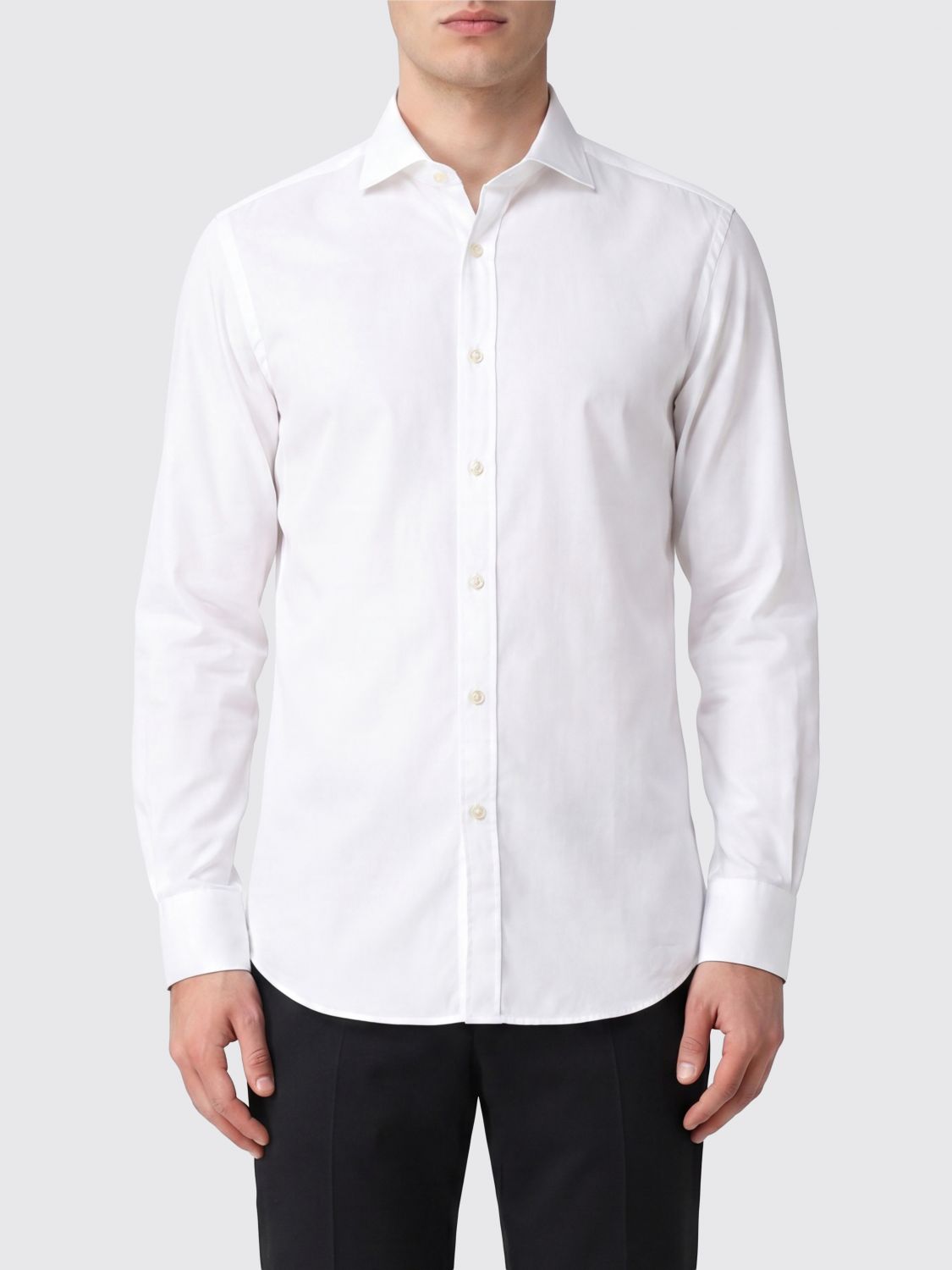Spread-collar cotton shirt - Blue