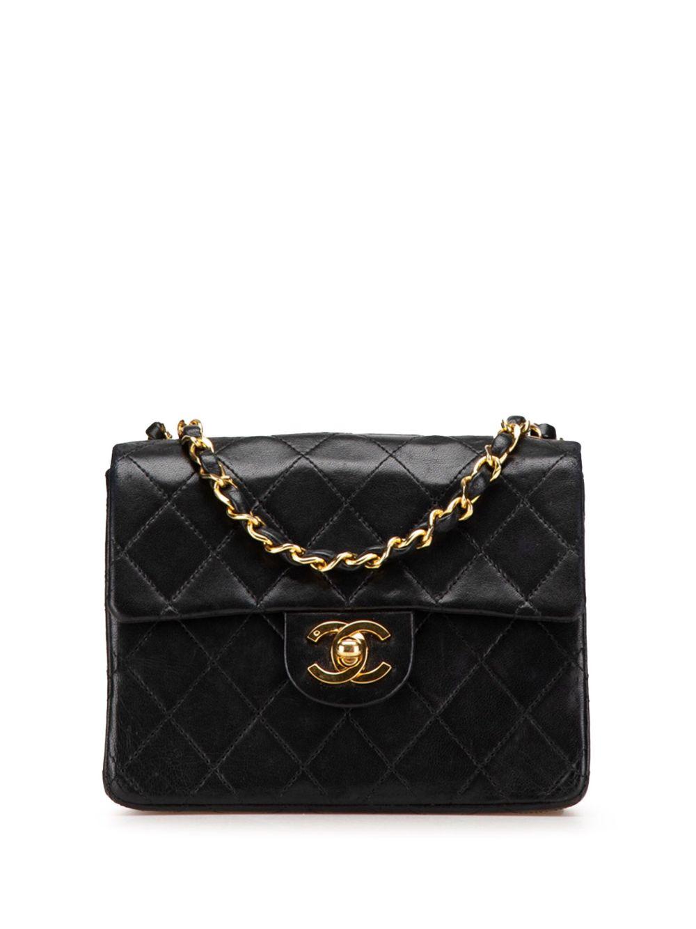 1986-1988 Mini Square Classic Lambskin Single Flap crossbody bag - Black