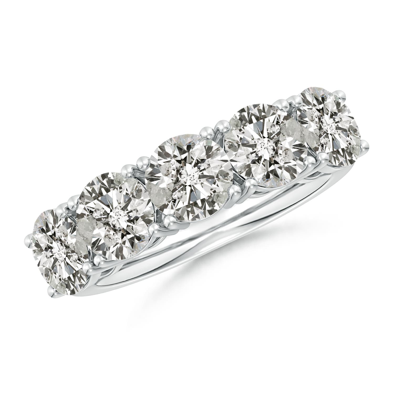Angara 4.0 Carats Prong-Set Round Diamond Five Stone Wedding Ring in 14K White Gold
