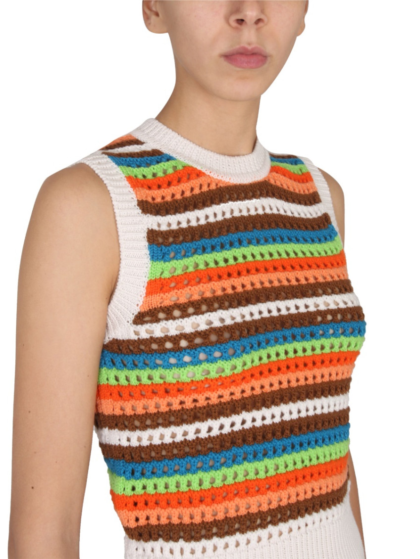 Multicolor Stripes Crew Neck Top