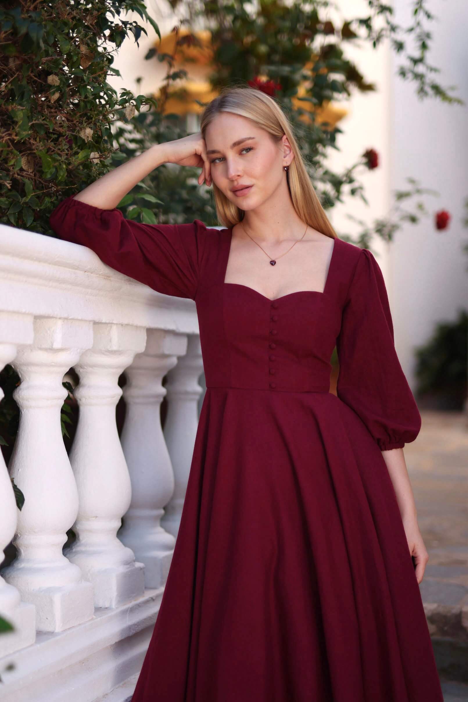 Plum Brigitte Bardot Inspired dress Bardetta