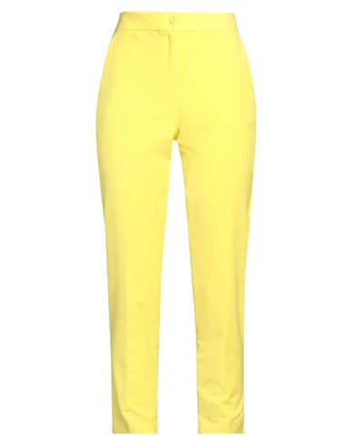 Caractère Woman Pants Yellow Size 10 Polyester, Viscose, Elastane