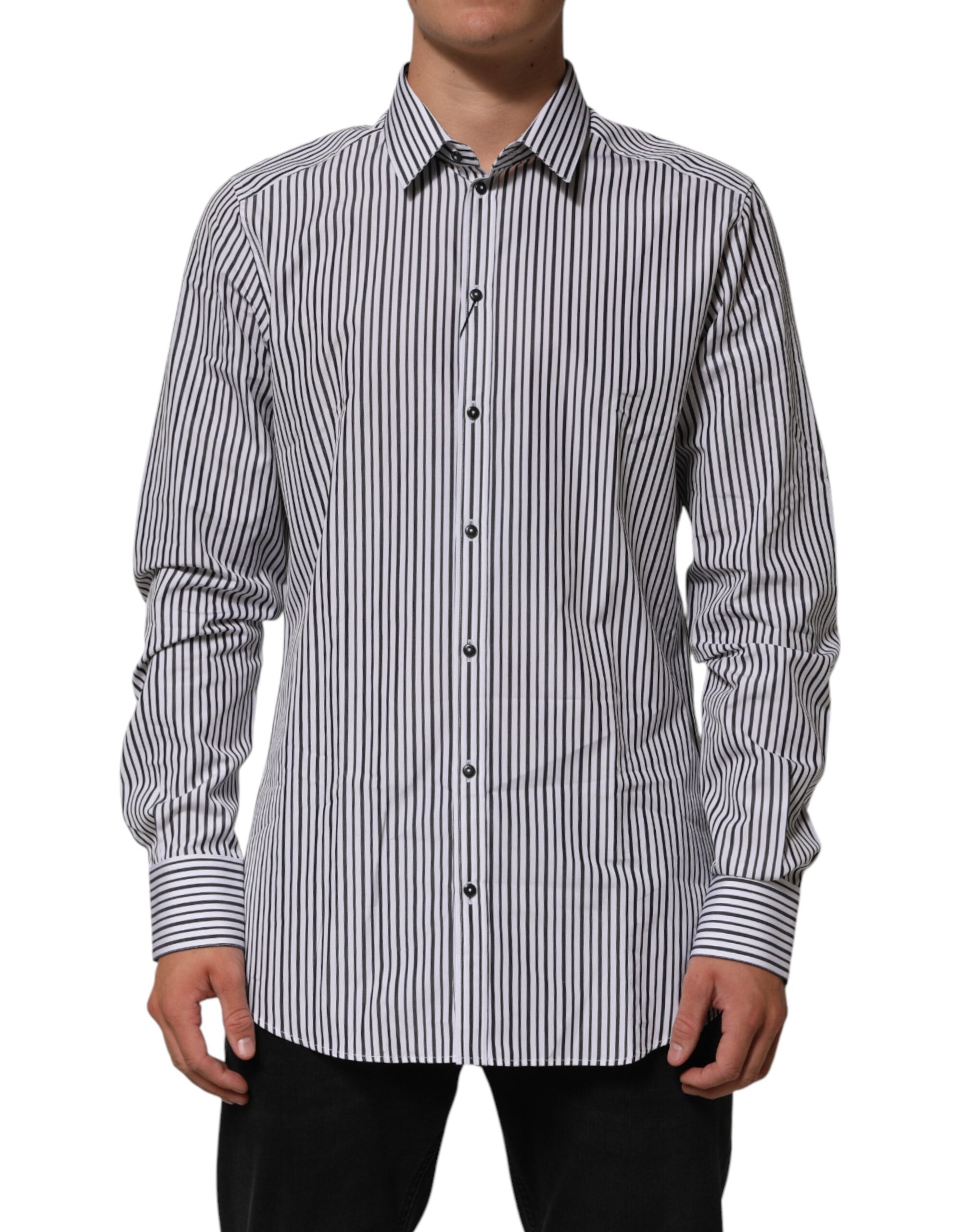 Striped Cotton Shirt — Black