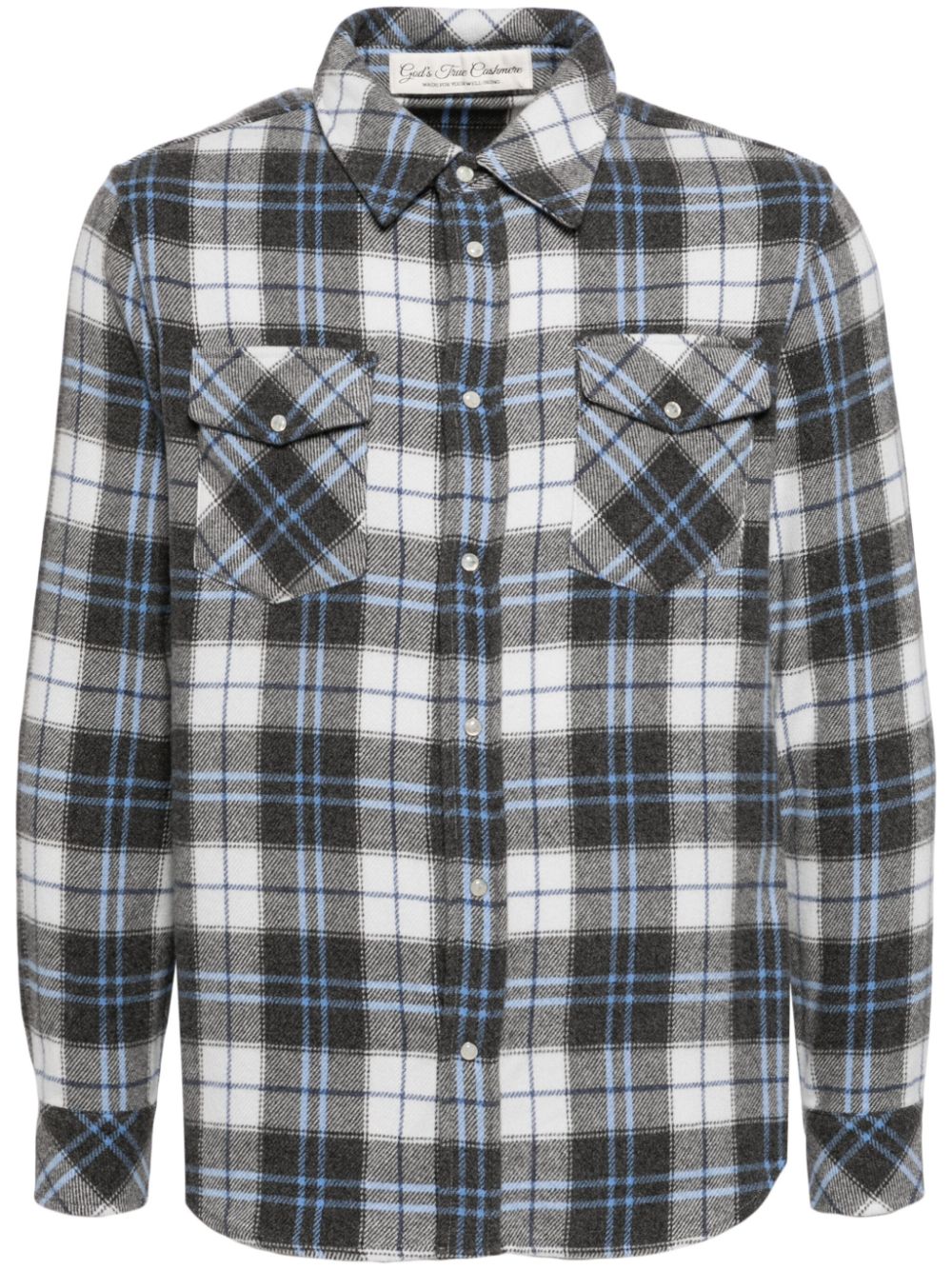 Tartan cashmere shirt - Blue