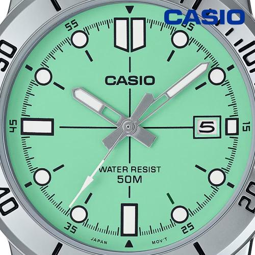 Casio 백화점AS 카시오 티파니 민트 MTP-VD01D-3E1 다이버 방수 아날로그 남성 메탈 손목시계 지코스모 공식수입