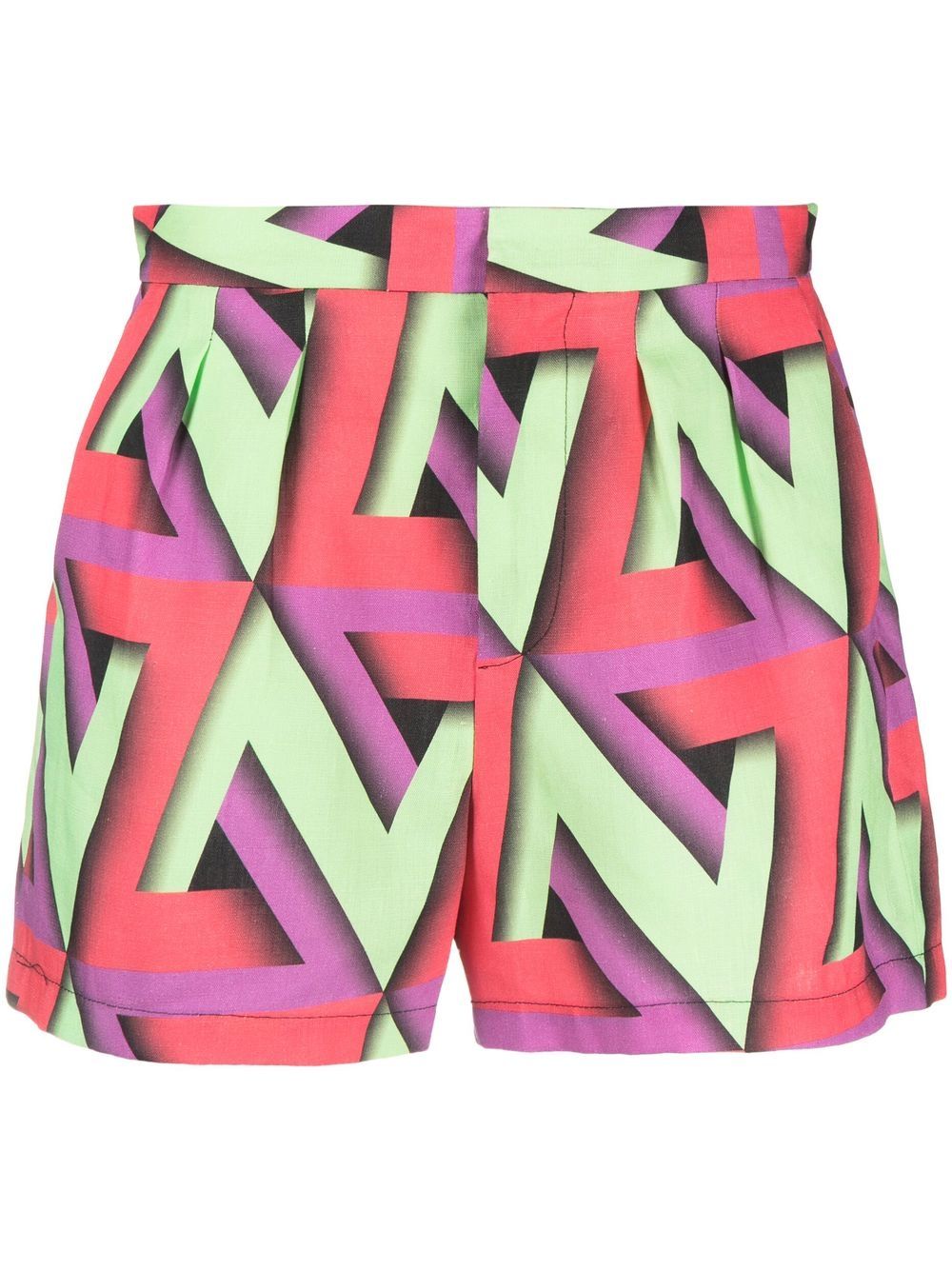 Abstract-print shorts - Green