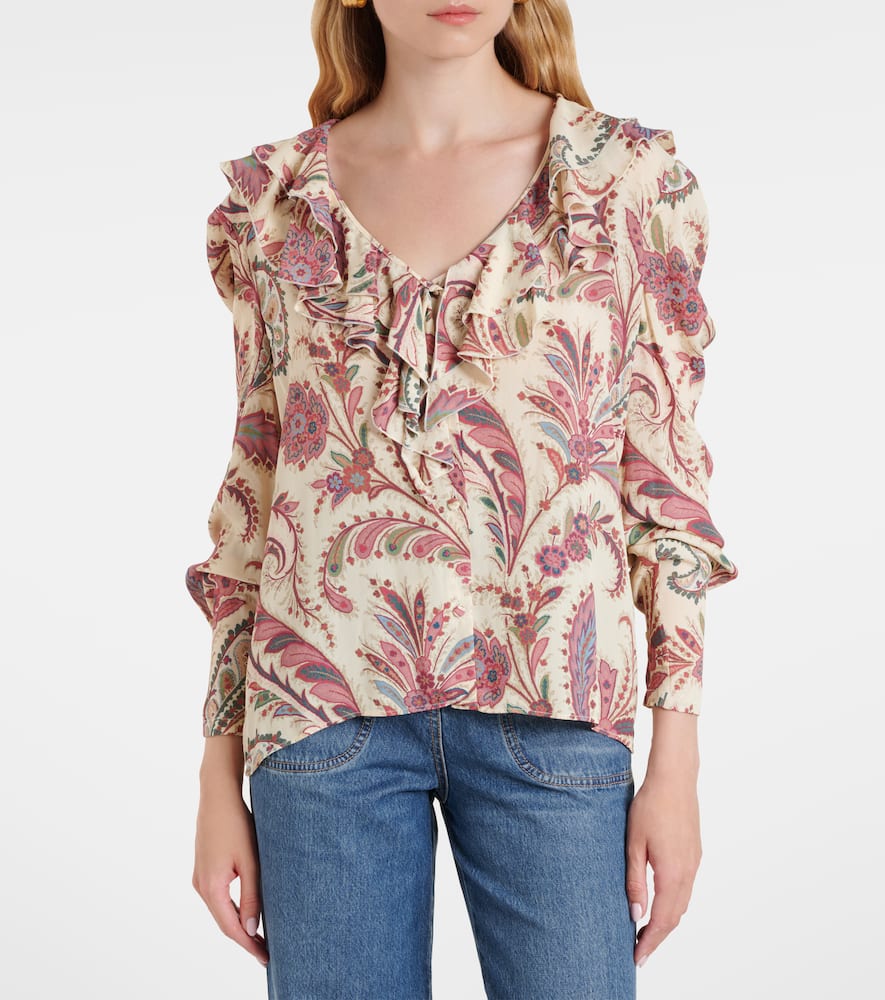 Printed ruffled blouse