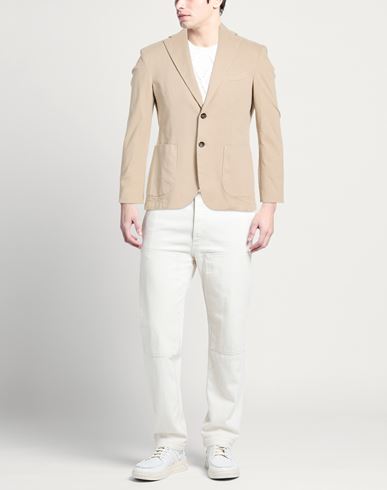Man Blazer Beige Size 40 Cotton, Elastane