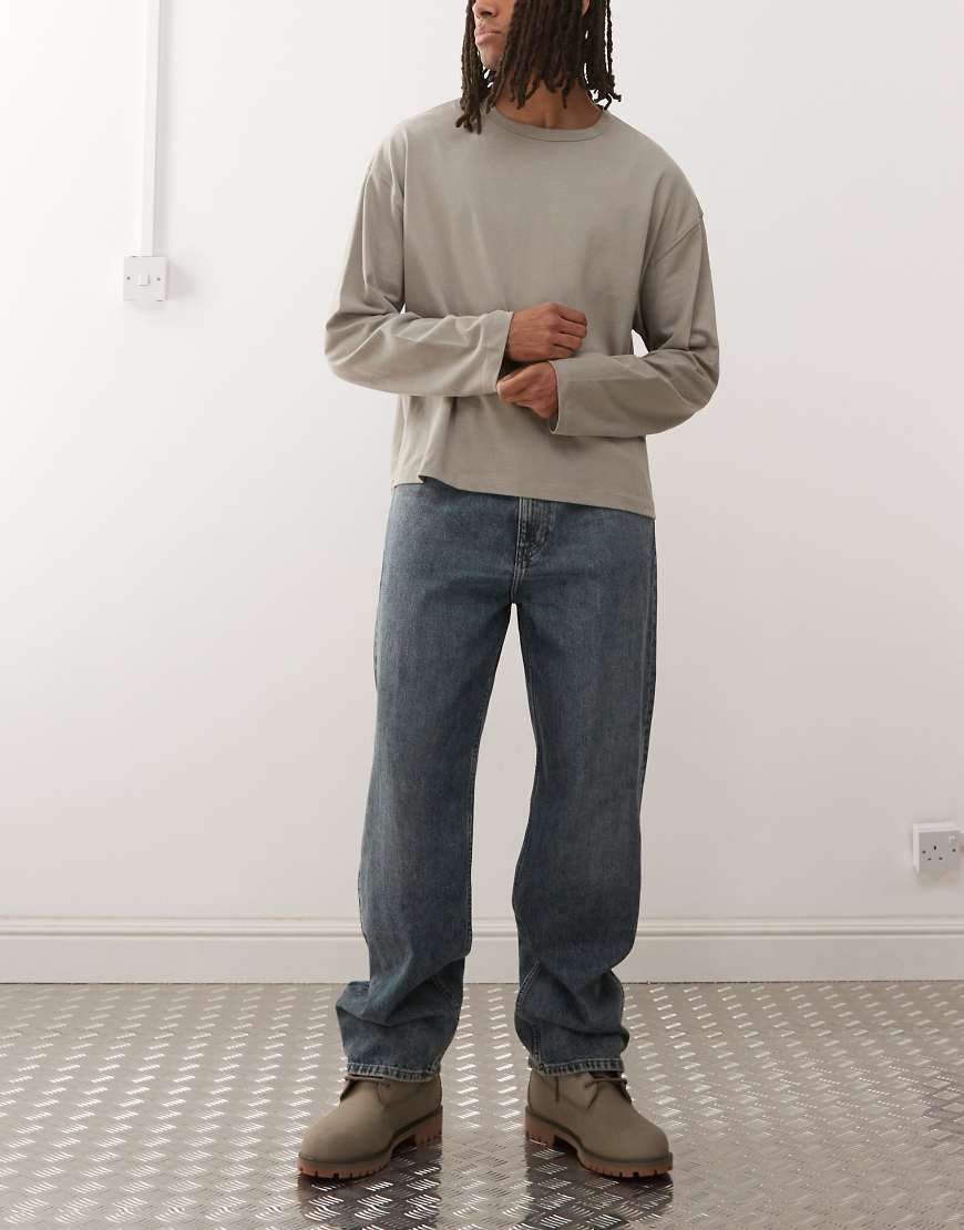 Galaxy loose fit baggy jeans in blue wash