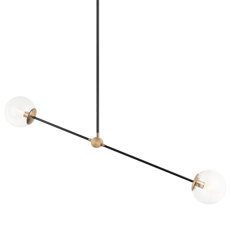 Aged Gold Brass Two Light Pendant from the Cosmic Collection