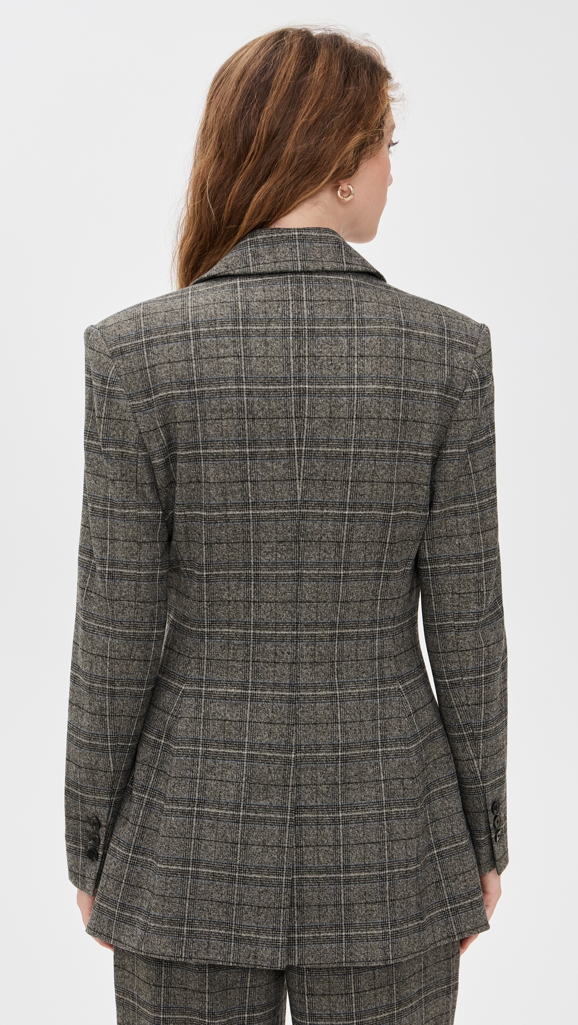 Quinn Hourglass Blazer Blue Grey Plaid