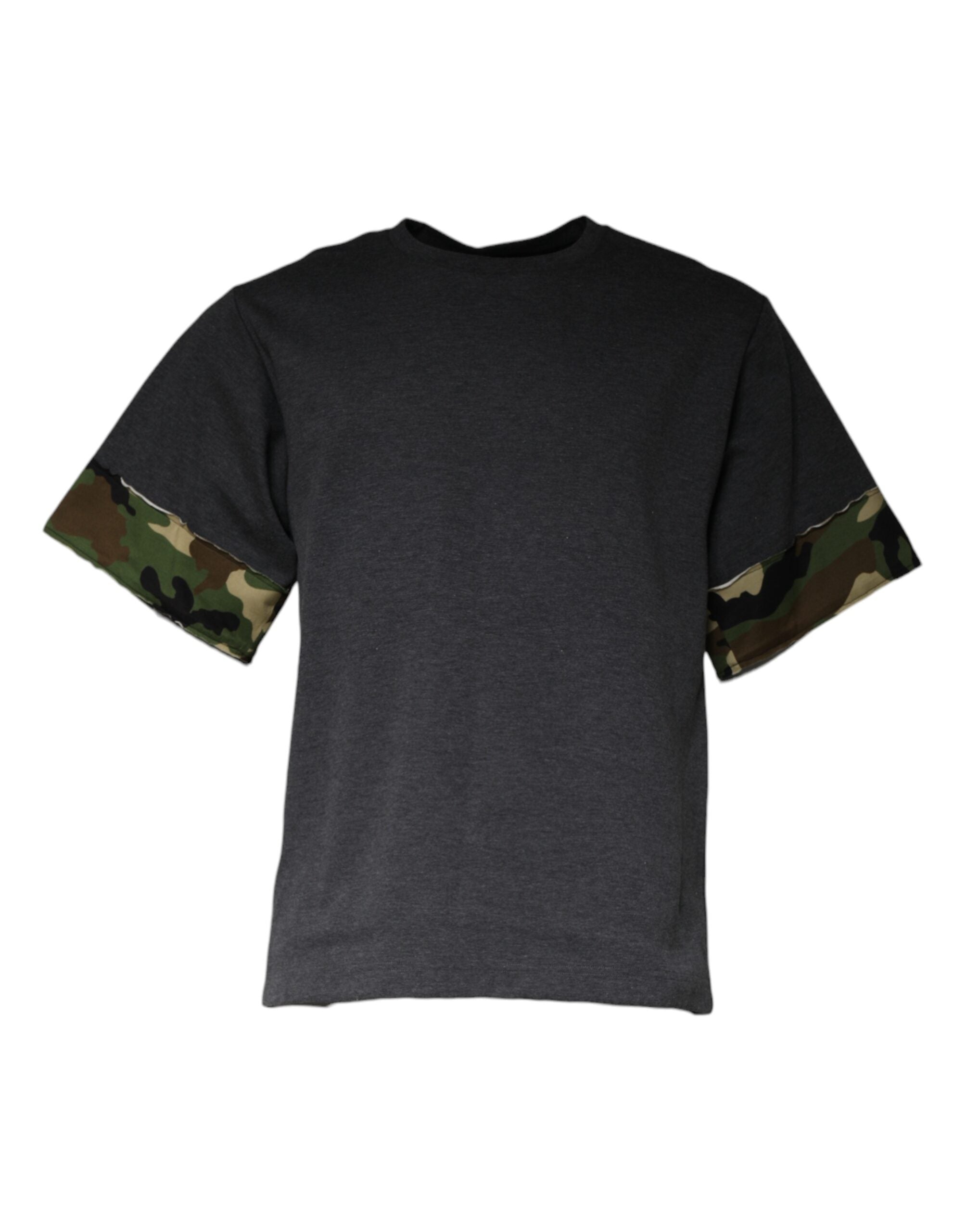Camouflage-Print Crew Neck T-Shirt — Gray