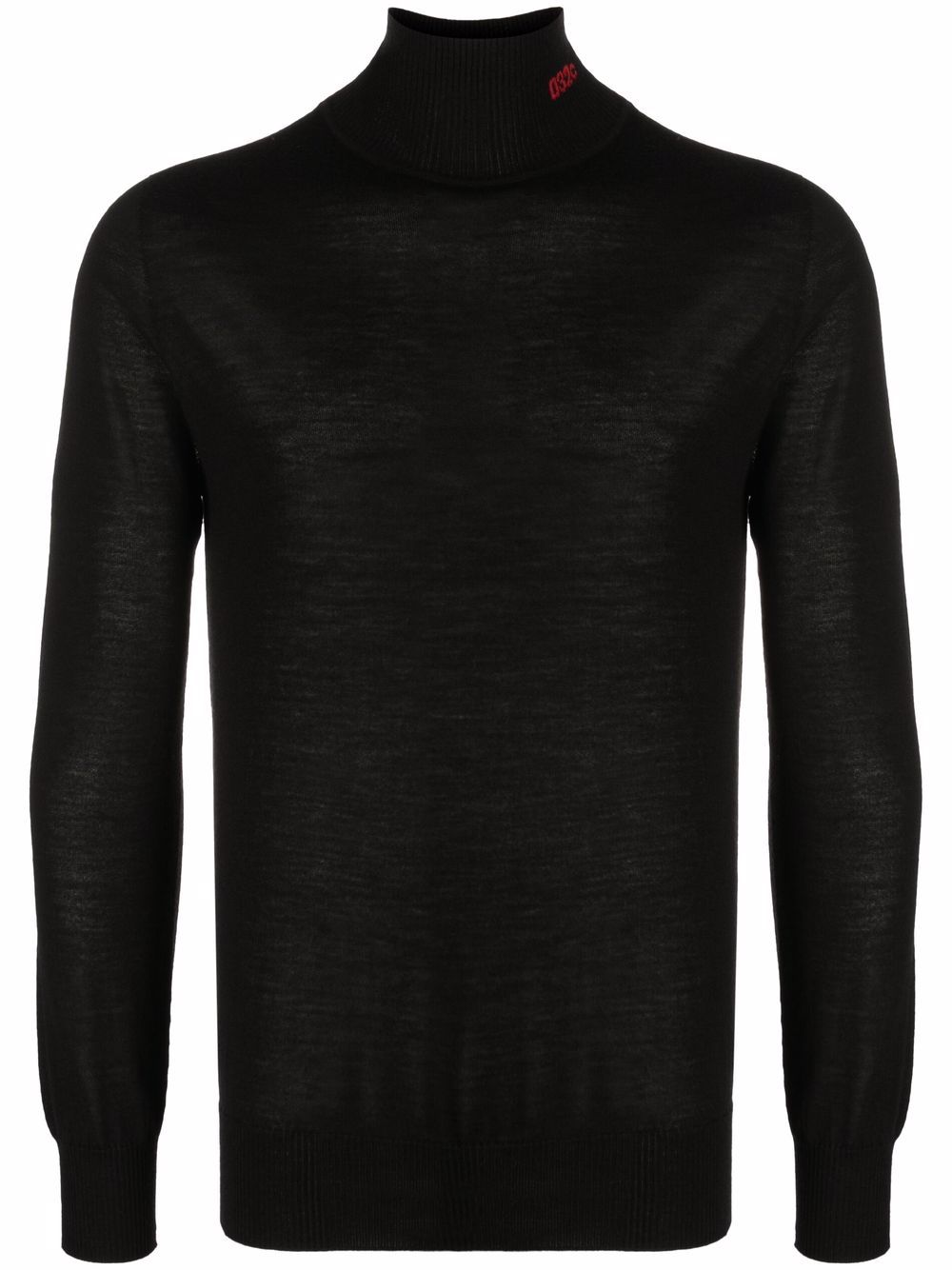 Fine-knit roll-neck jumper - Black