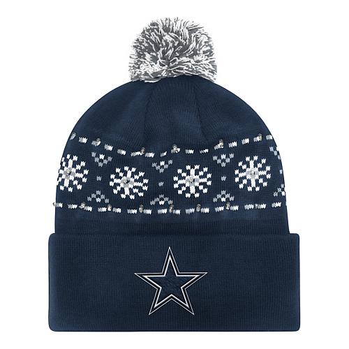 Officially Licensed NFL Dallas Cowboys Holiday Sweater Light-Up Beanie