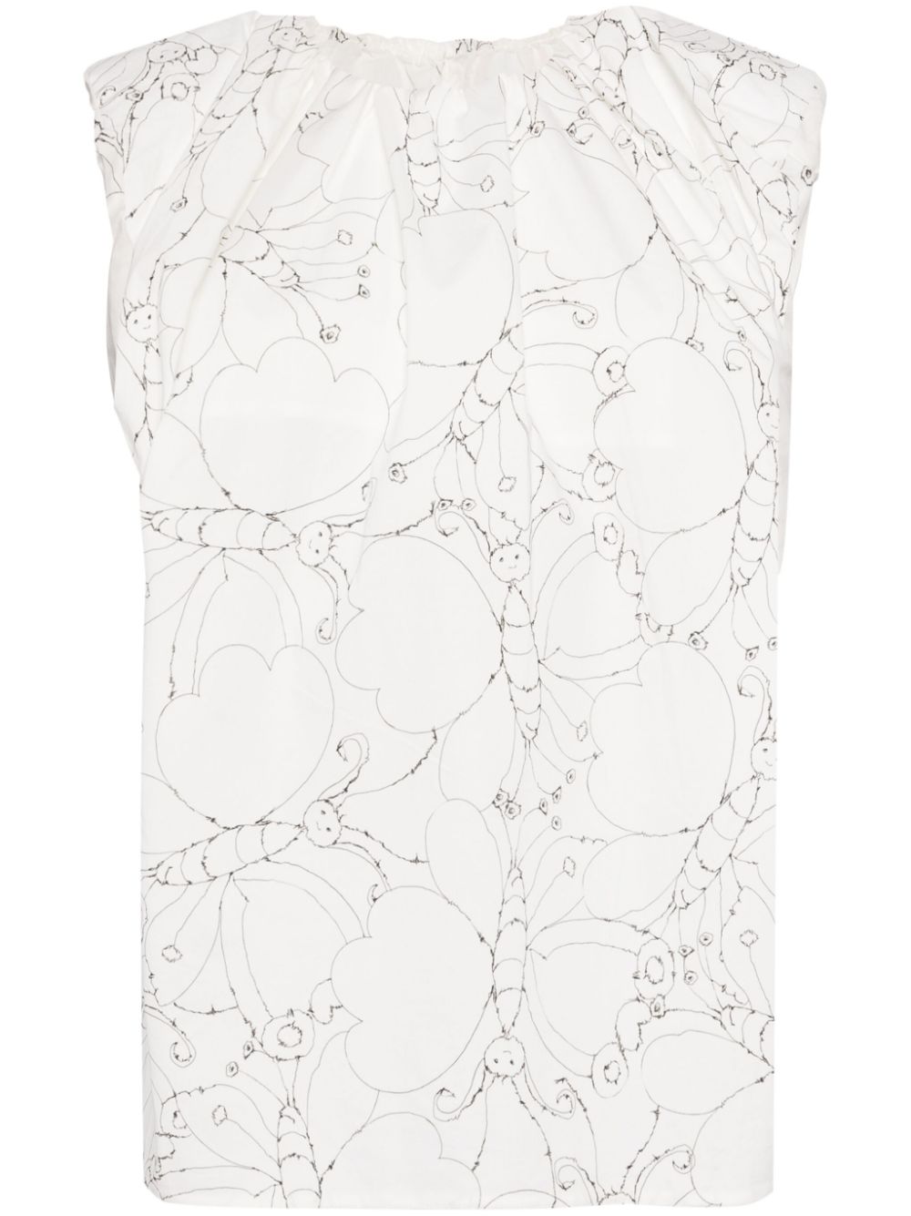Butterfly-print cotton top - White